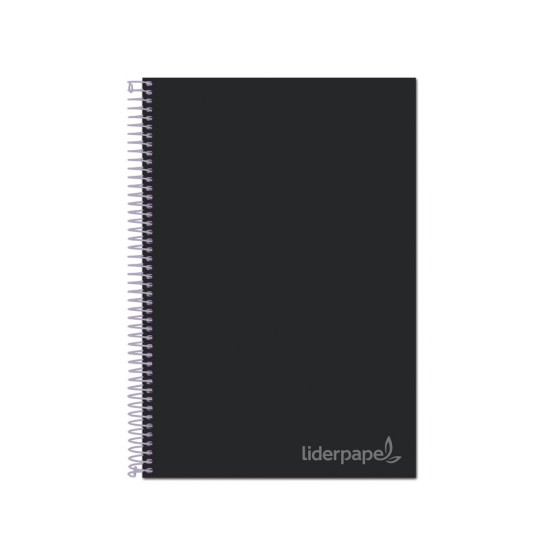 Cuaderno espiral liderpapel a4 micro jolly tapa forrada 140h 75 gr cuadro 5mm 5 bandas 4 taladros color negro