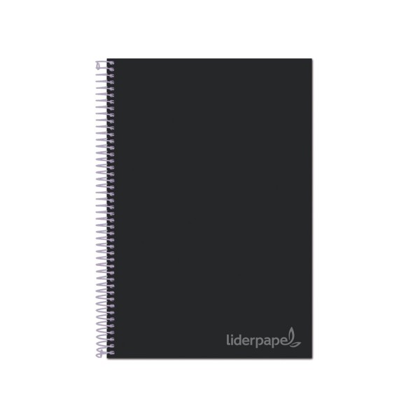 Cuaderno espiral liderpapel a4 micro jolly tapa forrada 140h 75 gr cuadro 5mm 5 bandas 4 taladros color negro