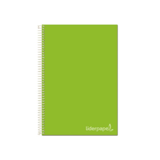 Cuaderno espiral liderpapel a4 micro jolly tapa forrada 140h 75 gr cuadro 5mm 5 bandas 4 taladros color verde