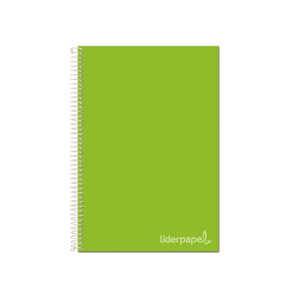 Cuaderno espiral liderpapel a4 micro jolly tapa forrada 140h 75 gr cuadro 5mm 5 bandas 4 taladros color verde