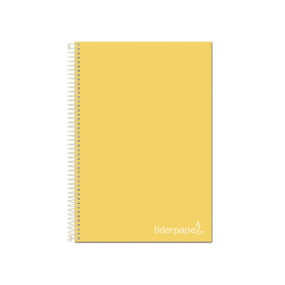 Cuaderno espiral liderpapel a4 micro jolly tapa forrada 140h 75 gr cuadro 5mm 5 bandas4 taladros color amarillo