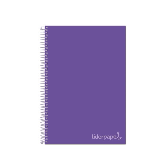 Cuaderno espiral liderpapel a4 micro jolly tapa forrada 140h 75 gr cuadro 5mm 5 bandas 4 taladros color lila