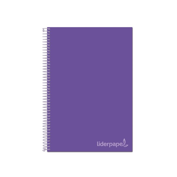 Cuaderno espiral liderpapel a4 micro jolly tapa forrada 140h 75 gr cuadro 5mm 5 bandas 4 taladros color lila