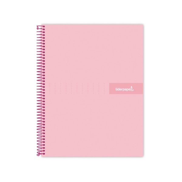 Cuaderno espiral liderpapel a5 micro crafty tapa forrada 120h 90 gr cuadro 5mm 5 bandas6 taladros color rosa