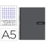 Cuaderno espiral liderpapel a5 micro crafty tapa forrada 120h 90 gr cuadro 5mm 5 bandas6 taladros color negro