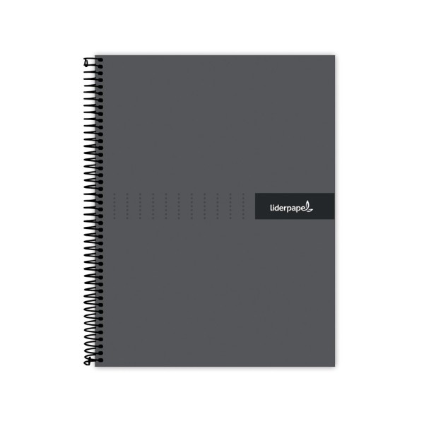 Cuaderno espiral liderpapel a5 micro crafty tapa forrada 120h 90 gr cuadro 5mm 5 bandas6 taladros color negro