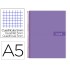 Cuaderno espiral liderpapel a5 micro crafty tapa forrada 120h 90 gr cuadro 5mm 5 bandas6 taladros color violeta