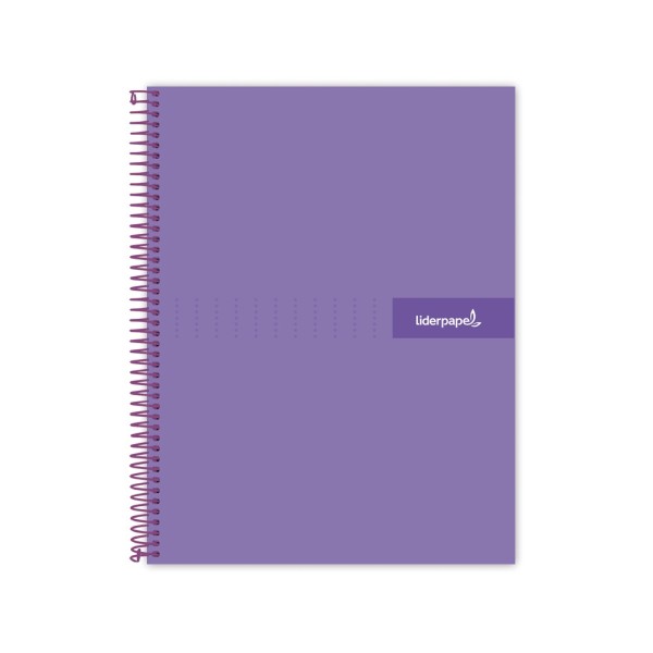 Cuaderno espiral liderpapel a5 micro crafty tapa forrada 120h 90 gr cuadro 5mm 5 bandas6 taladros color violeta