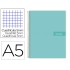 Cuaderno espiral liderpapel a5 micro crafty tapa forrada 120h 90 gr cuadro 5mm 5 bandas6 taladros color turquesa