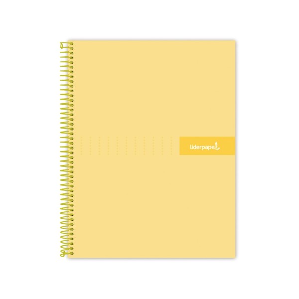Cuaderno espiral liderpapel a5 micro crafty tapa forrada 120h 90 gr cuadro 5mm 5 bandas6 taladros color amarillo