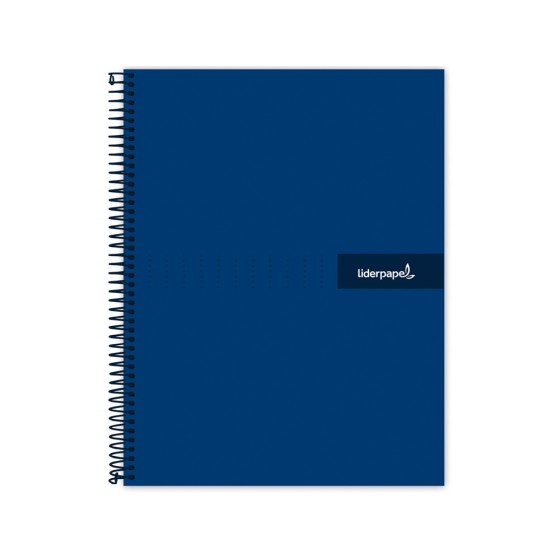Cuaderno espiral liderpapel a5 micro crafty tapa forrada 120h 90 gr cuadro 5mm 5 bandas6 taladros color azul