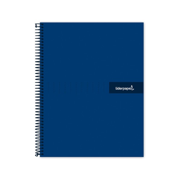 Cuaderno espiral liderpapel a5 micro crafty tapa forrada 120h 90 gr cuadro 5mm 5 bandas6 taladros color azul