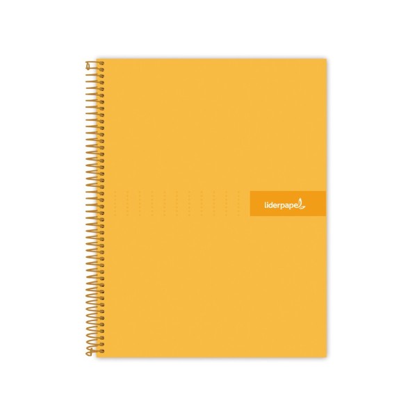 Cuaderno espiral liderpapel a5 micro crafty tapa forrada 120h 90 gr cuadro 5mm 5 bandas6 taladros color naranja