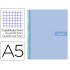 Cuaderno espiral liderpapel a5 micro crafty tapa forrada 120h 90 gr cuadro 5mm 5 bandas6 taladros color celeste