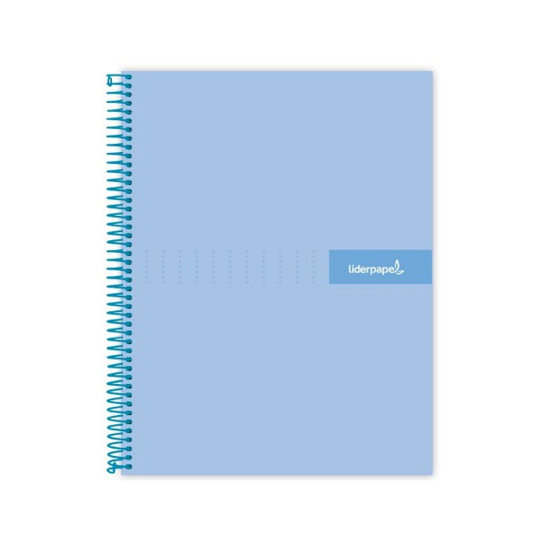 Cuaderno espiral liderpapel a5 micro crafty tapa forrada 120h 90 gr cuadro 5mm 5 bandas6 taladros color celeste