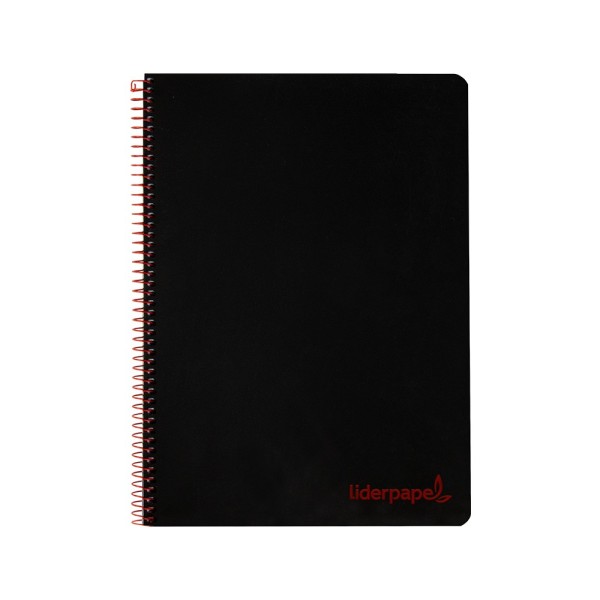 Cuaderno espiral liderpapel a5 micro wonder tapa plastico 120h 90g cuadro 5mm 5 bandas 6 taladros color negro