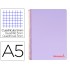 Cuaderno espiral liderpapel a5 micro wonder tapa plastico 120h 90g cuadro 5mm 5 bandas 6 taladros color violeta