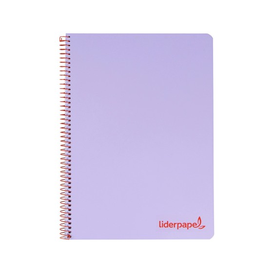 Cuaderno espiral liderpapel a5 micro wonder tapa plastico 120h 90g cuadro 5mm 5 bandas 6 taladros color violeta