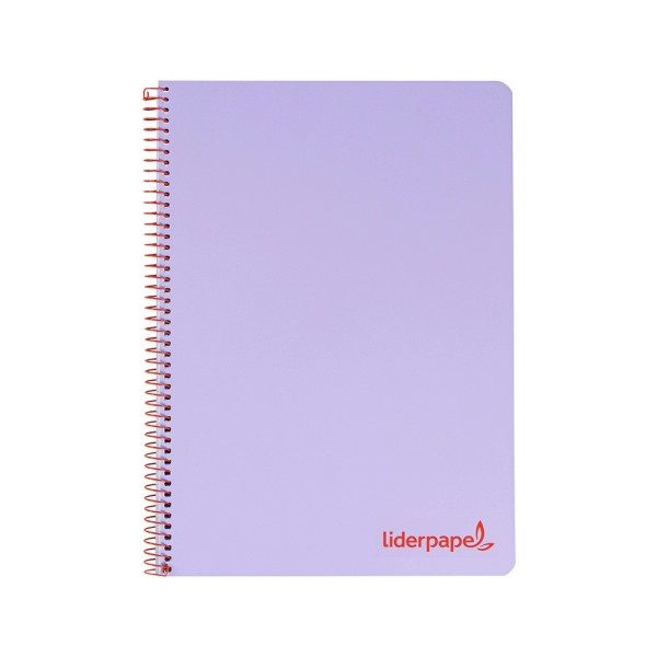 Cuaderno espiral liderpapel a5 micro wonder tapa plastico 120h 90g cuadro 5mm 5 bandas 6 taladros color violeta