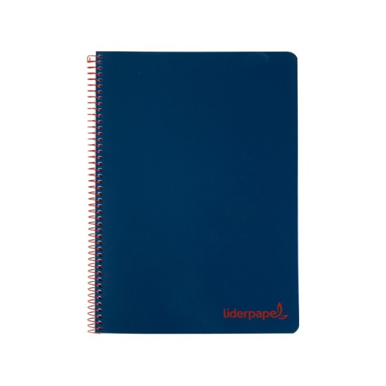 Cuaderno espiral liderpapel a4 wonder tapa plastico 80h 90gr cuadro 4mm con margen color azul marino