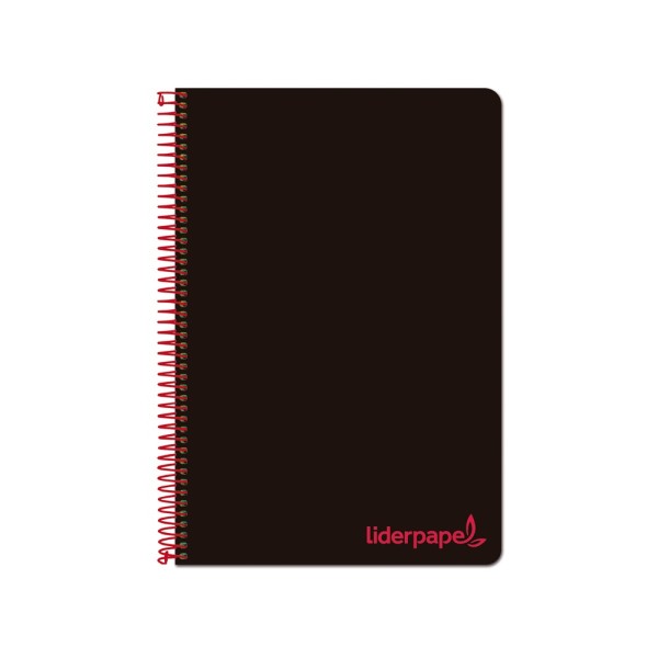 Cuaderno espiral liderpapel a4 wonder tapa plastico 80h 90gr cuadro 4mm con margen color negro