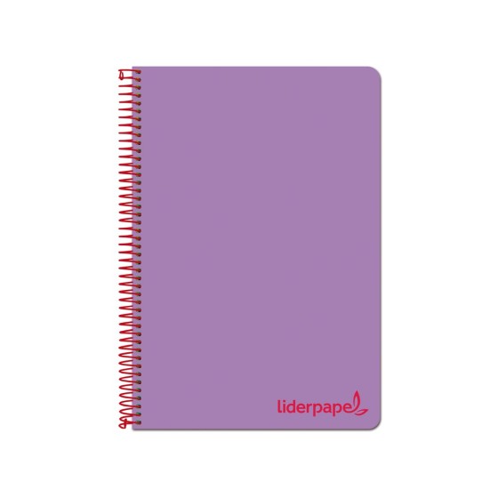 Cuaderno espiral liderpapel a4 wonder tapa plastico 80h 90gr cuadro 4mm con margen color violeta