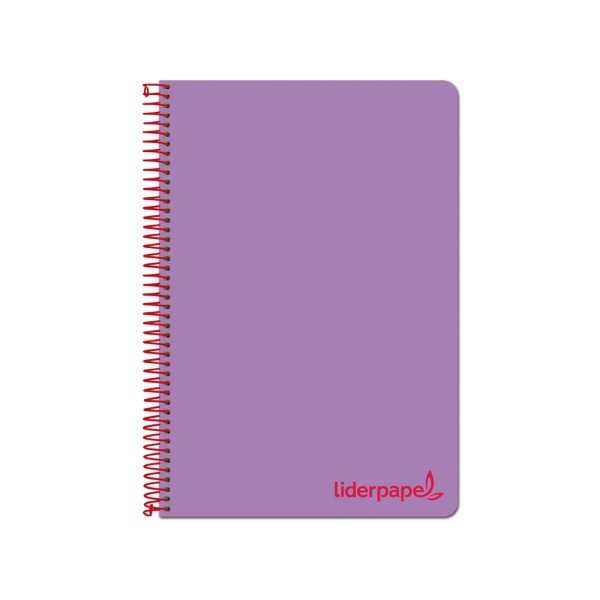 Cuaderno espiral liderpapel a4 wonder tapa plastico 80h 90gr cuadro 4mm con margen color violeta