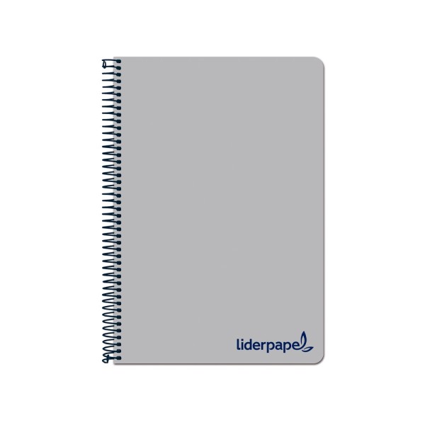 Cuaderno espiral liderpapel a4 micro wonder tapa plastico 120h 90 gr cuadro 5 mm 5 bandas 4 taladros color gris