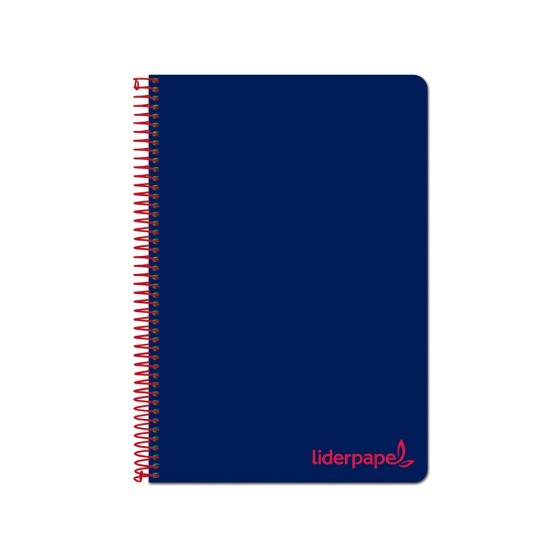 Cuaderno espiral liderpapel a4 micro wonder tapa plastico 120h 90 gr cuadro 5 mm 5 banda4 taladros color azul marino
