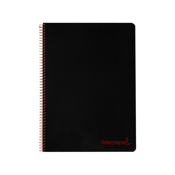 Cuaderno espiral liderpapel a4 micro wonder tapa plastico 120h 90 gr cuadro 5 mm 5 bandas 4 taladros color negro