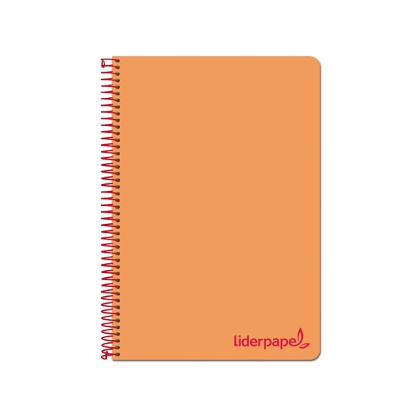 Cuaderno espiral liderpapel a4 micro wonder tapa plastico 120h 90 gr cuadro 5 mm 5 banda4 taladros color naranja