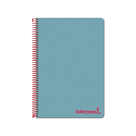 Cuaderno espiral liderpapel a4 micro wonder tapa plastico 120h 90 gr cuadro 5 mm 5 banda4 taladros color celeste