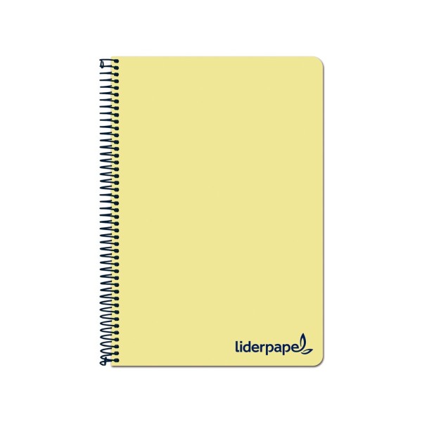 Cuaderno espiral liderpapel a4 micro wonder tapa plastico 120h 90 gr cuadro 5 mm 5 banda4 taladros color amarillo