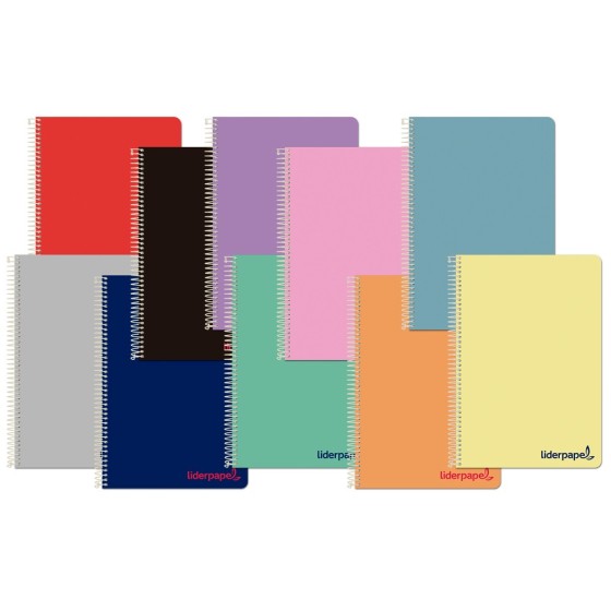 Cuaderno espiral liderpapel a4 wonder tapa plastico 80h 90gr milimetrado 2mm con margen colores surtidos