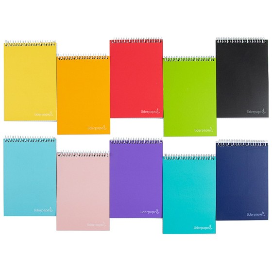 Cuaderno espiral liderpapel bolsillo octavo apaisado witty tapadura 80h 75gr cuadro 4 mm colores surtidos