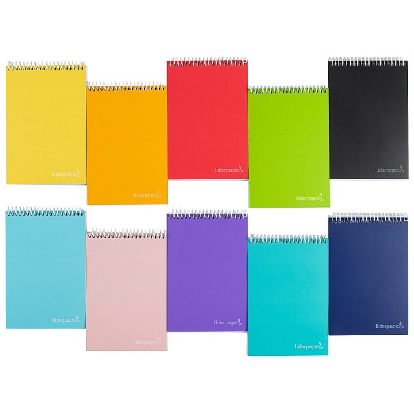 Cuaderno espiral liderpapel bolsillo octavo apaisado witty tapadura 80h 75gr cuadro 4 mm colores surtidos