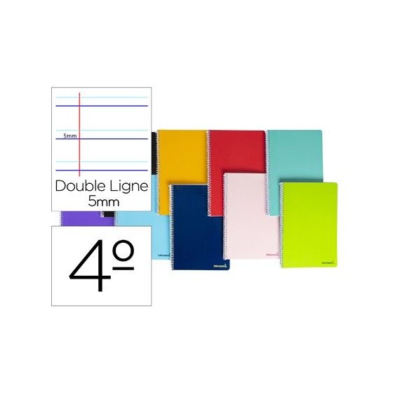 Cuaderno espiral liderpapel cuarto smart tapa blanda 80h 60gr rayado montessori 5mm colores surtidos