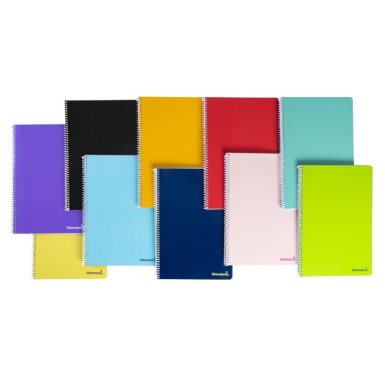 Cuaderno espiral liderpapel cuarto smart tapa blanda 80h 60gr rayado montessori 5mm colores surtidos