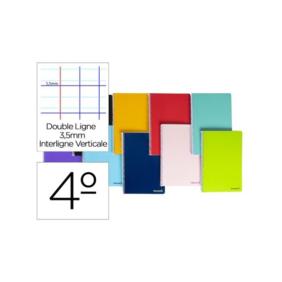Cuaderno espiral liderpapel cuarto smart tapa blanda 80h 60gr rayado montessori 3,5mm colores surtidos