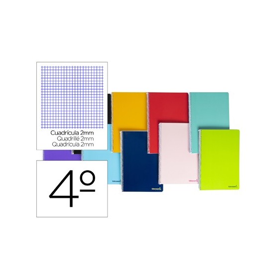 Cuaderno espiral liderpapel cuarto smart tapa blanda 80h 60gr milimetrado 2mm colores surtidos