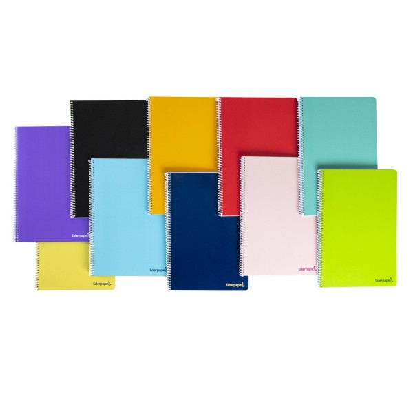 Cuaderno espiral liderpapel cuarto smart tapa blanda 80h 60gr pauta 3,5mm con margen colores surtidos