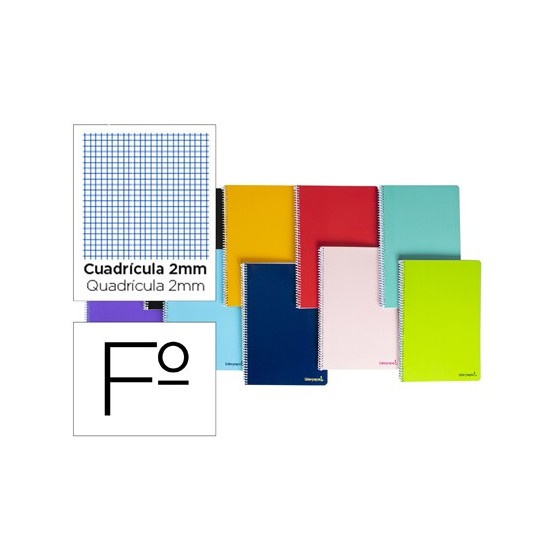Cuaderno espiral liderpapel folio smart tapa blanda 80h 60gr milimetrado 2mm colores surtidos