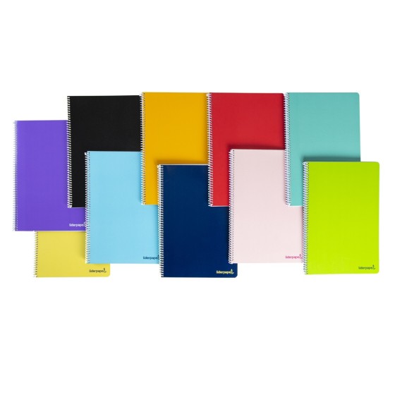 Cuaderno espiral liderpapel folio smart tapa blanda 80h 60gr milimetrado 2mm colores surtidos