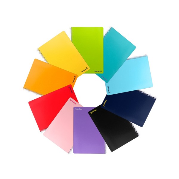 Cuaderno espiral liderpapel a4 micro smart tapa blanda 80h60gr horizontal 7mm doble margen 4 taladros colores
