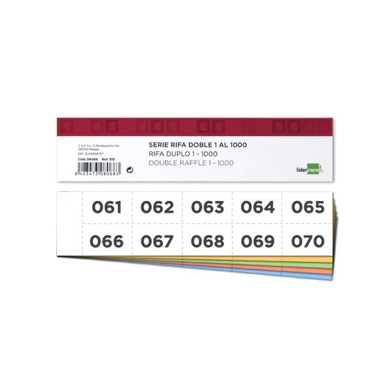 Tira de rifa liderpapel doble 1 al 1000