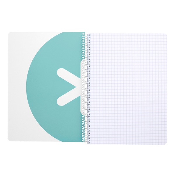 Cuaderno espiral liderpapel a4 micro antartik tapa dura 80h 100 gr cuadro 5mm sin bandas 4 taladros color menta