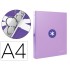Carpeta liderpapel antartik a4 forrada 4 anillas 25 mm redondas color lavanda