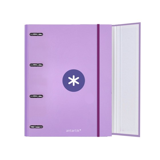 Carpeta con recambio liderpapel antartik a4 cuadro 5mm forrada 4 anillas 40mm redondas color lavanda