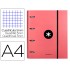 Carpeta con recambio liderpapel antartik a4 cuadro 5mm forrada 4 anillas 40mm redondas color coral