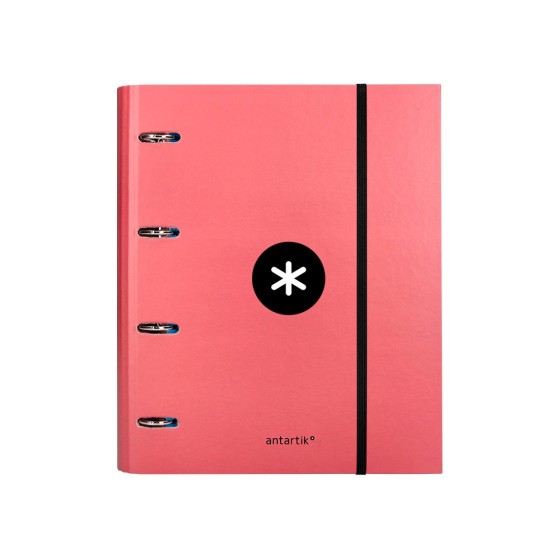 Carpeta con recambio liderpapel antartik a4 cuadro 5mm forrada 4 anillas 40mm redondas color coral